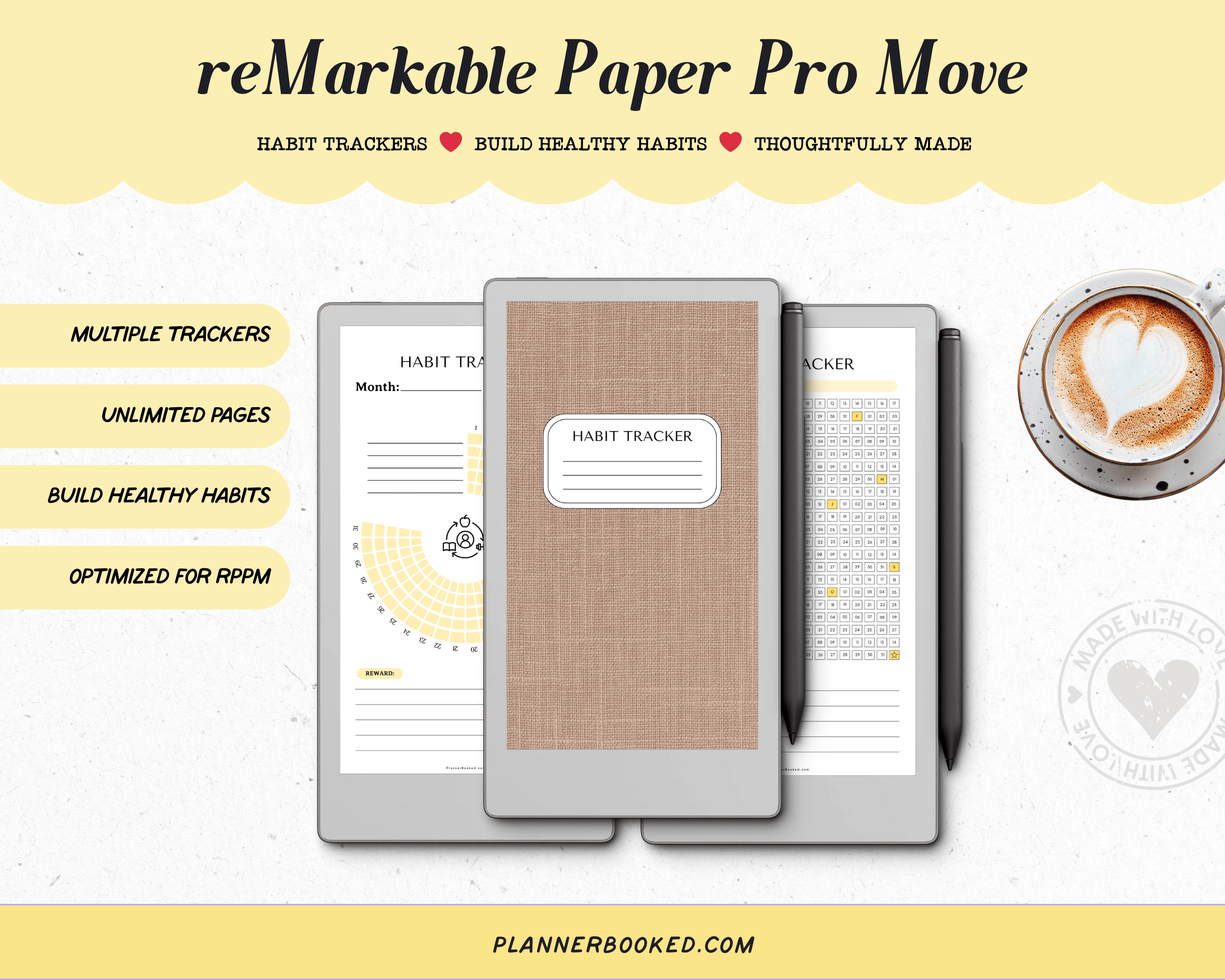 Micro Move Template Remarkable Paper Pro Move Productivity Templates – Habit Tracker