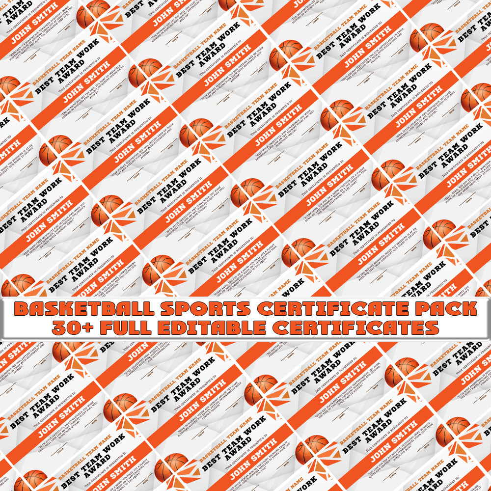 basketball certificate, sports certificate template, canva certificate, basketball awards, editable certificate, team award template, school sports certificate, basketball coach resource