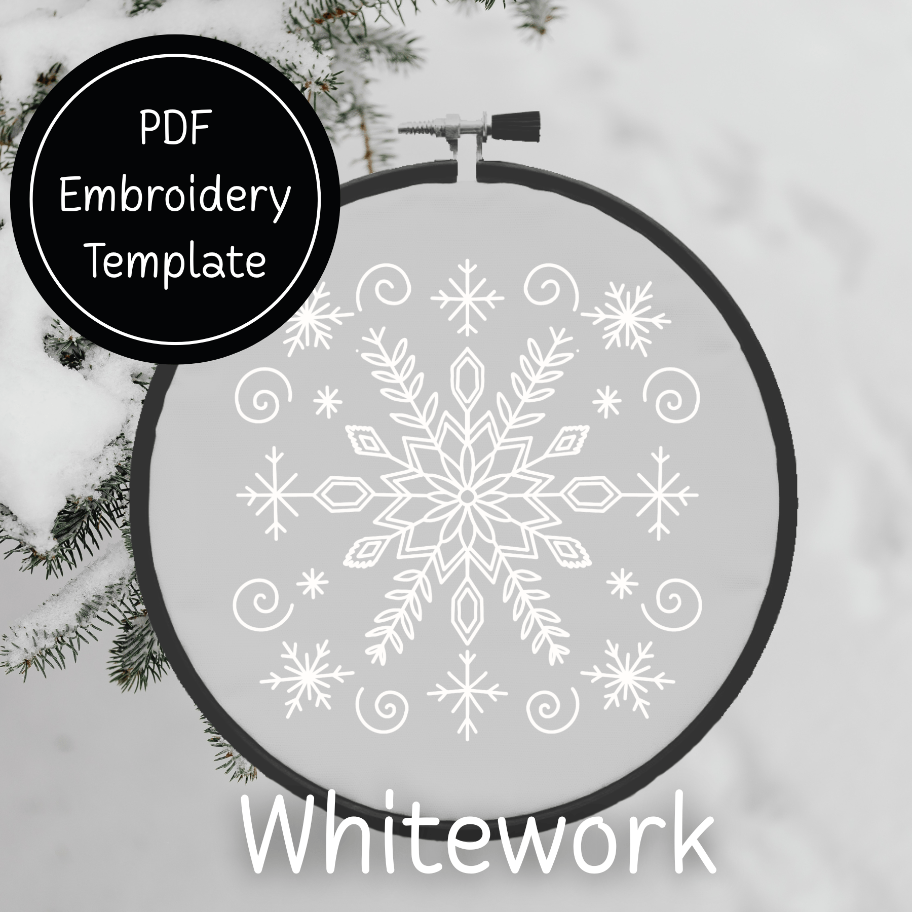 Whitework Snowflake Hand Embroidery Template - Instant Download - Payhip