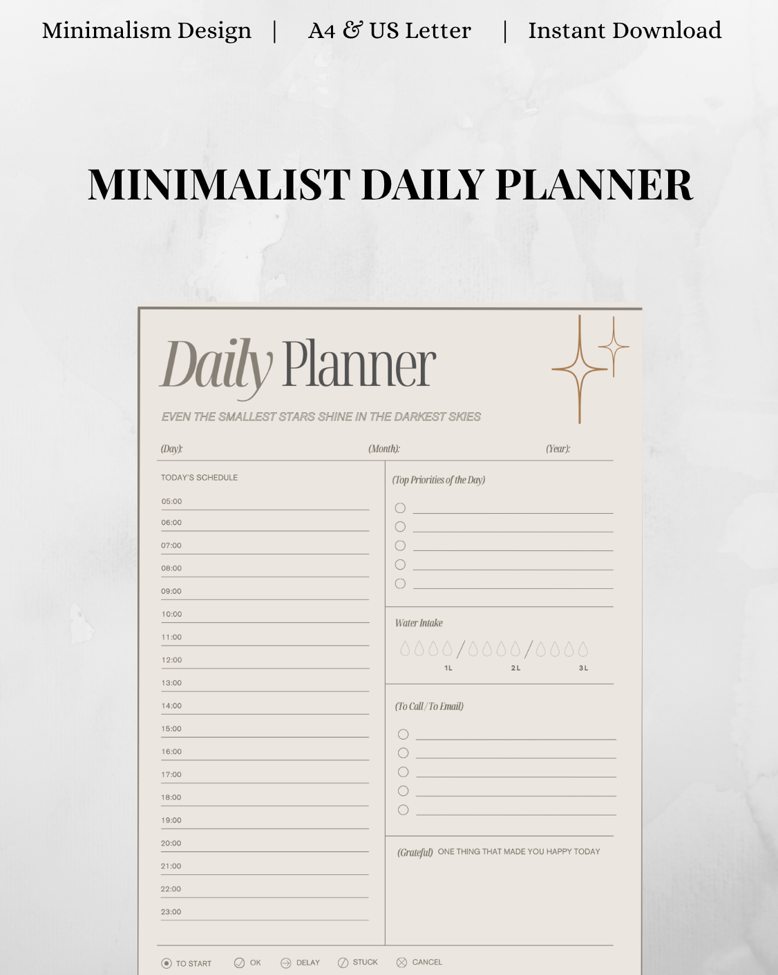 Minimalist Daily Planner | Printable PDF (A4 US Letter) - Payhip