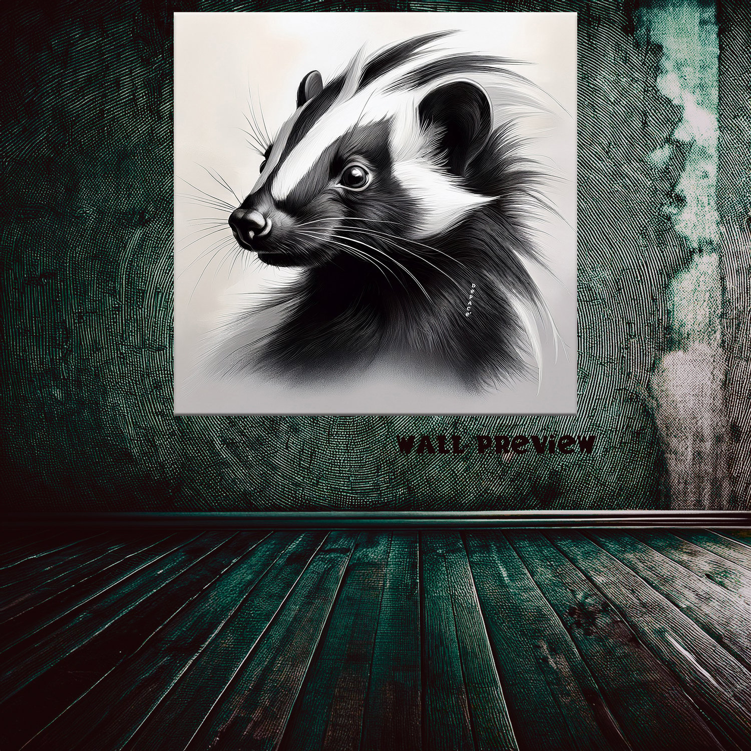 Minimal Abstract Portrait of a Skunk in Grayscale - Payhip