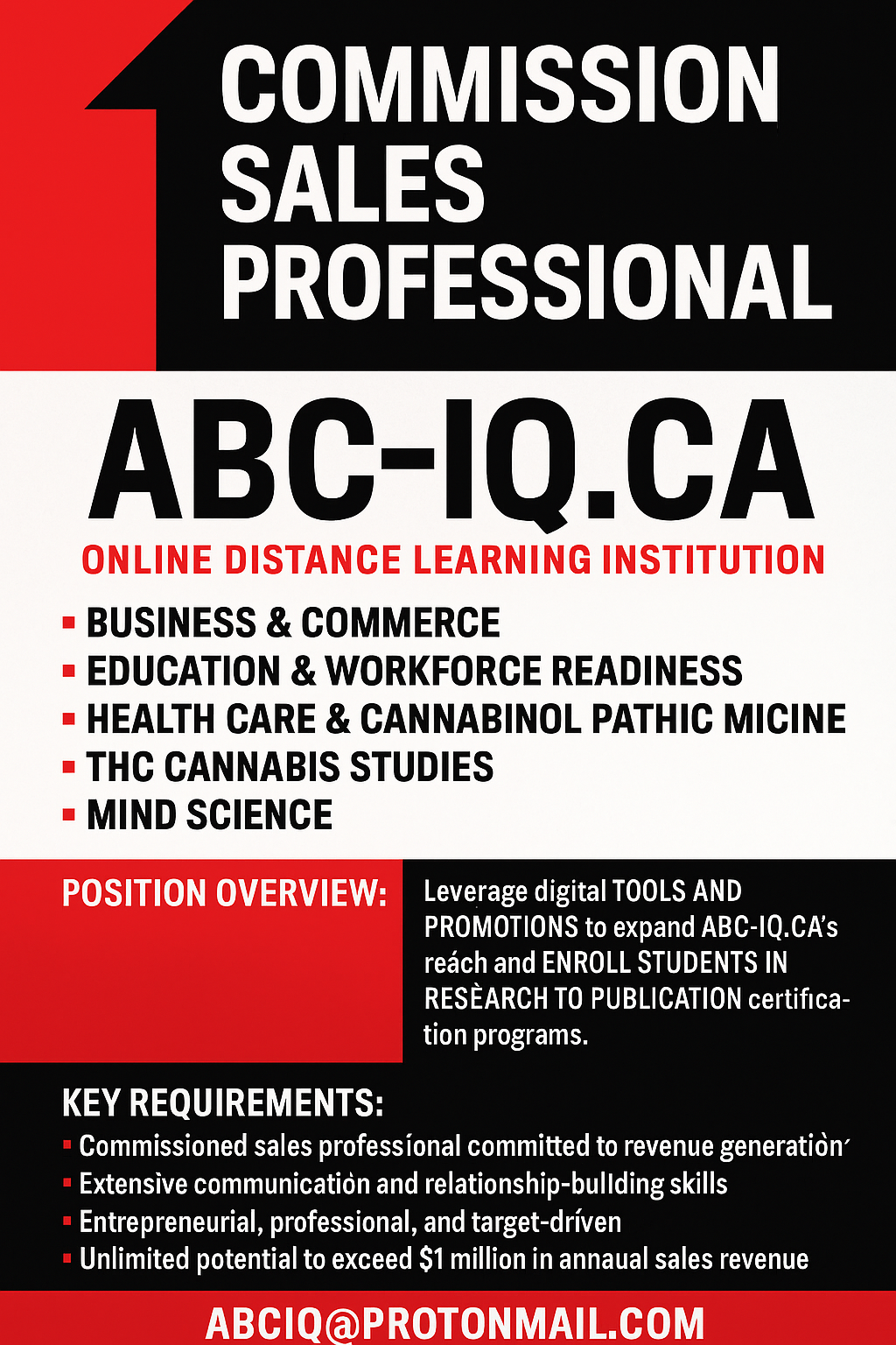 Job Opportunities ABC-IQ University College Commission Sales