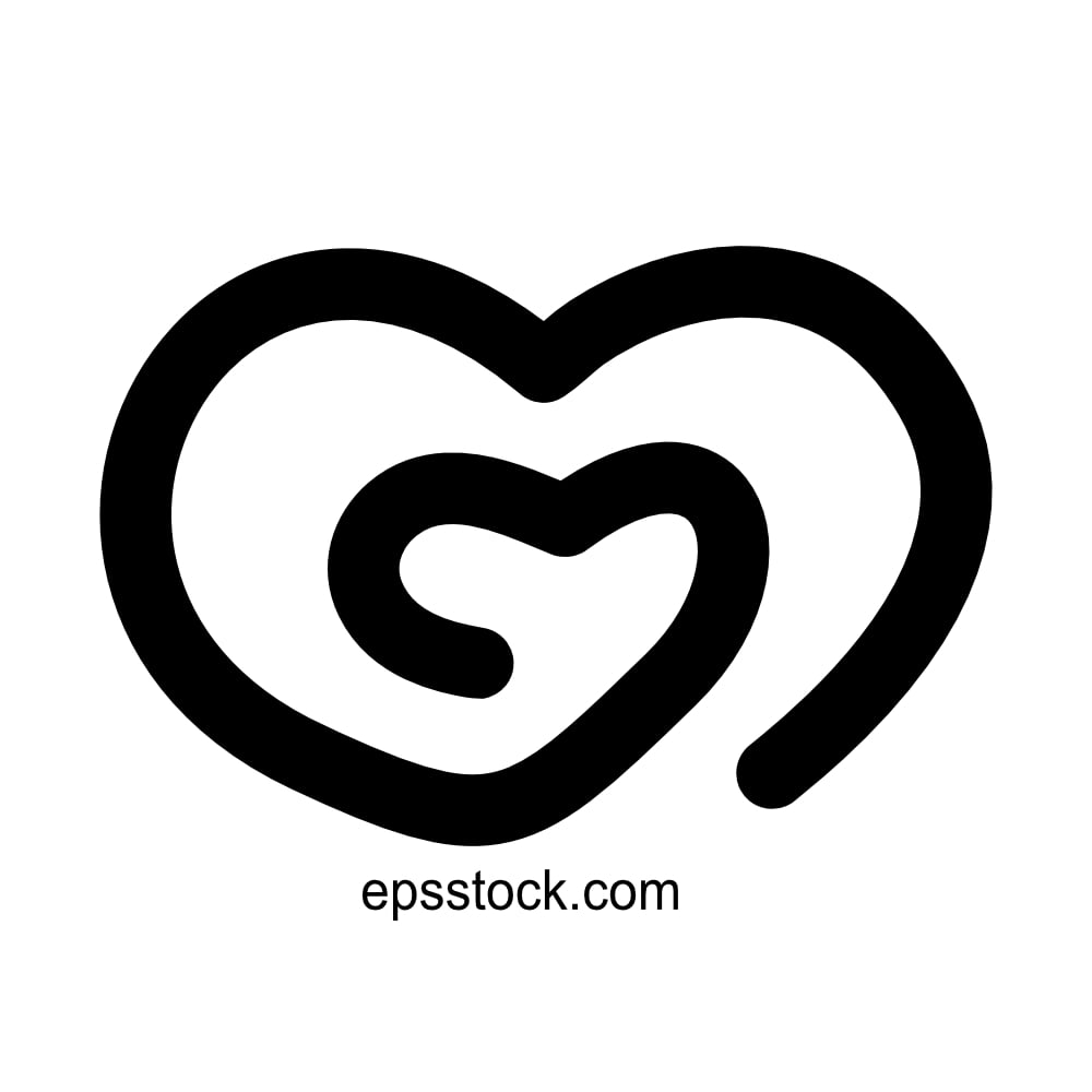 heart in heart symbol, black isolated silhouette