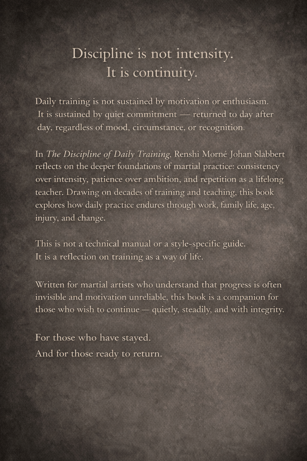 “The Discipline of Daily Training book cover – martial arts philosophy on consistency and lifelong practice”