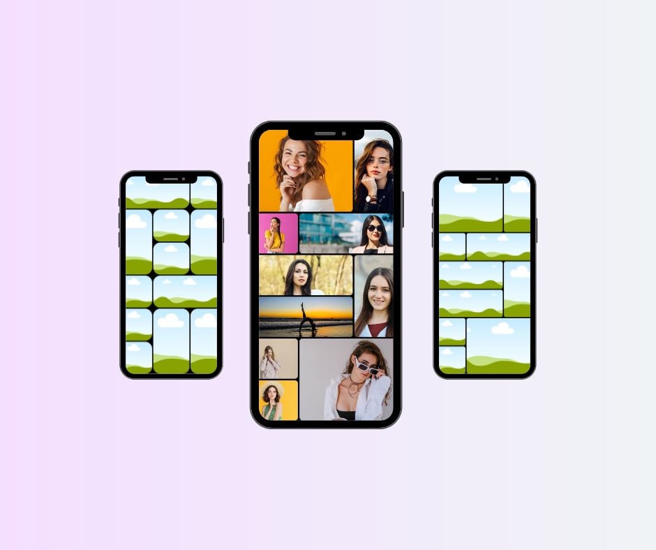 Mobile Wallpaper Photo Collage Template | Modern Bento Grid Layout ...