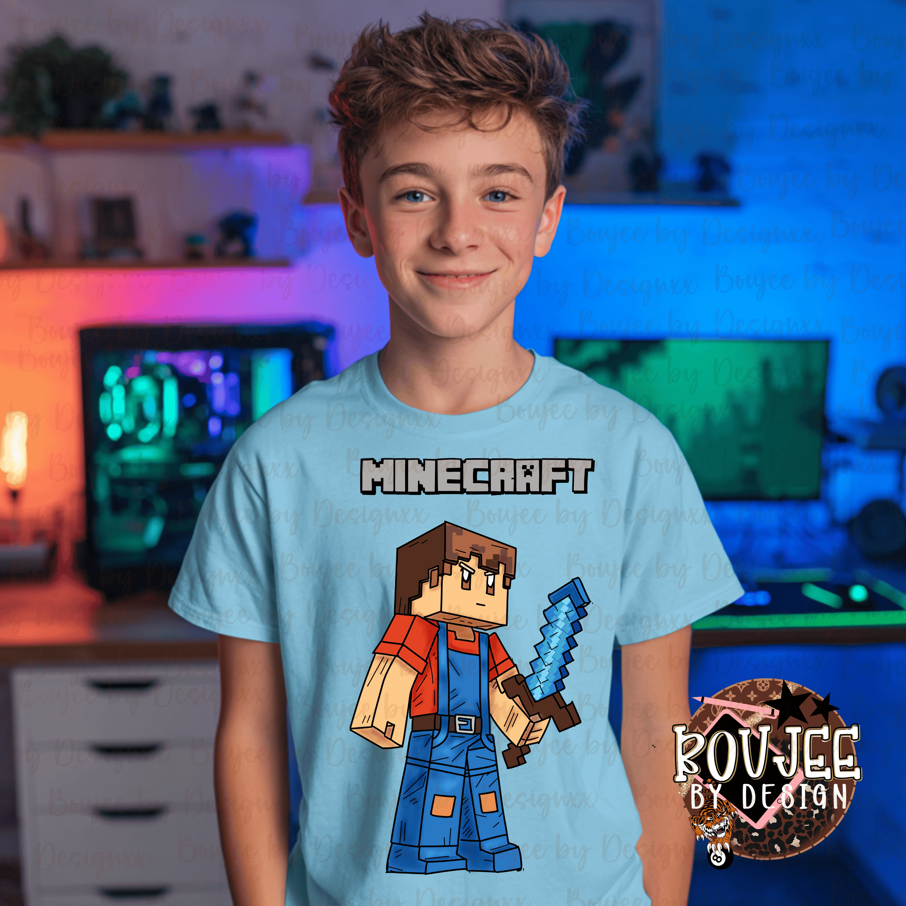 Minecraft Gamer Boy PNG | Kids Gaming Shirt Design | Minecraft-Inspired ...