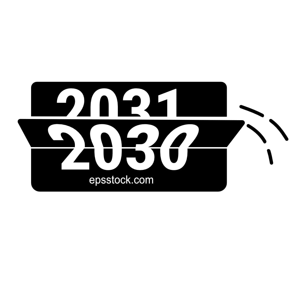 A flip clock showing the transition from 2030 to 2031