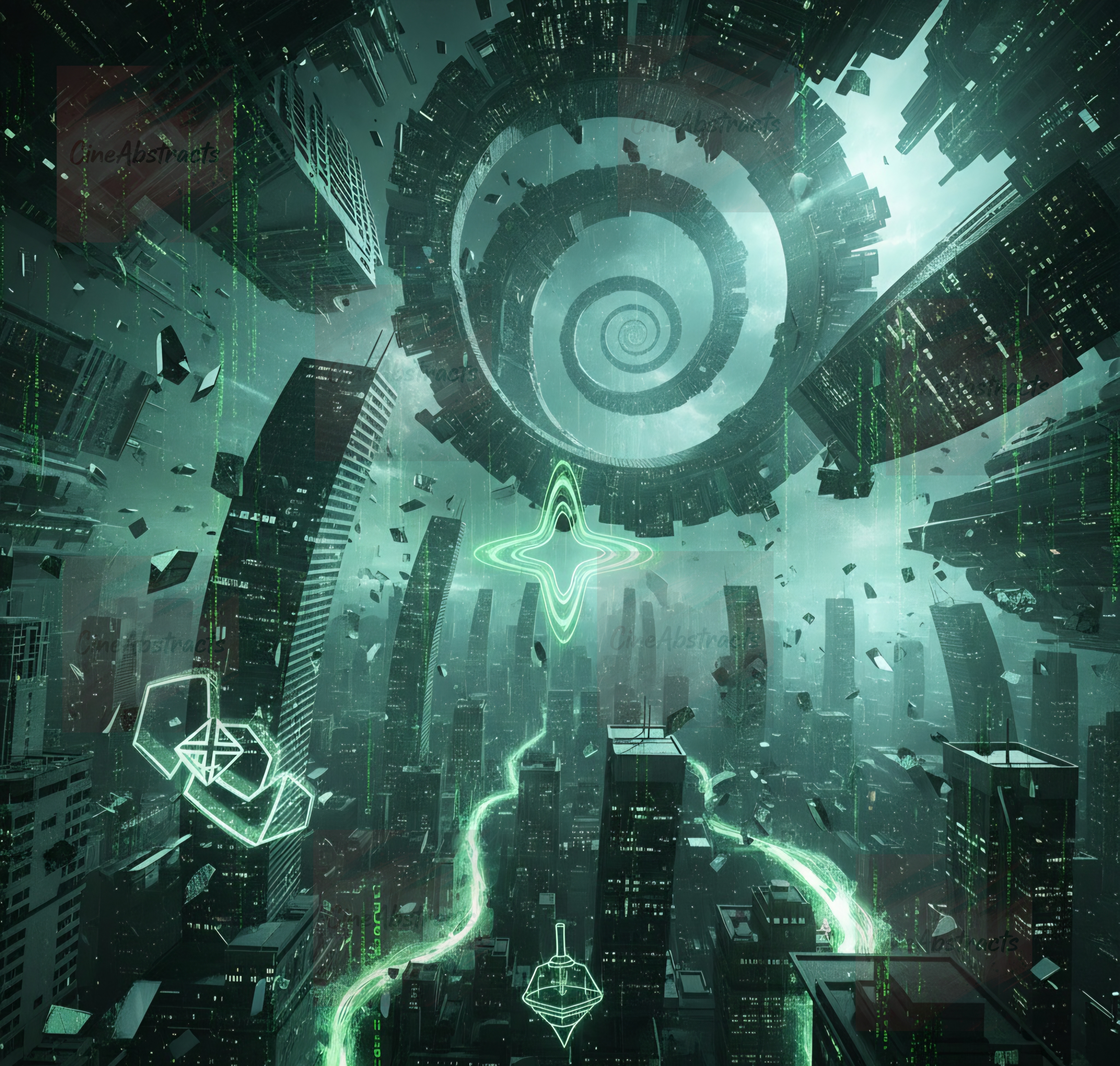 The Matrix x Inception | Glitching Dreamscape City Art Print | Cyber ...