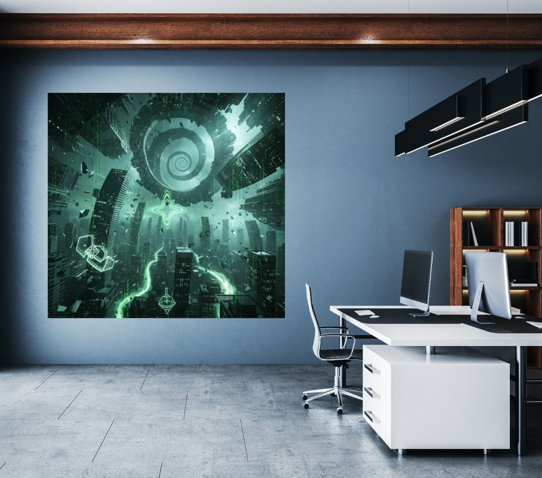 The Matrix x Inception | Glitching Dreamscape City Art Print | Cyber ...