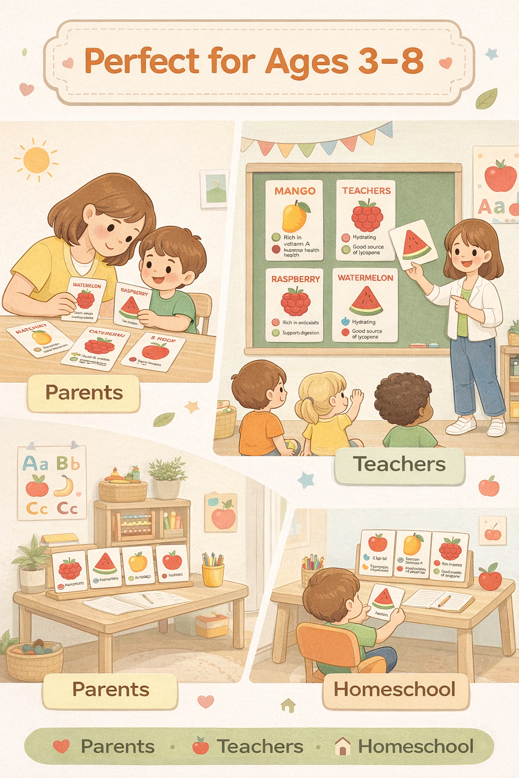 Teach Kids Healthy Eating – Printable Fruit Nutrition Flashcards (Ages 3–8)