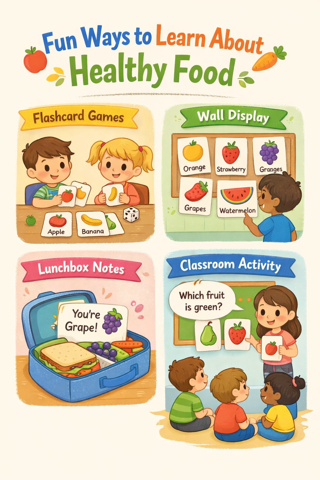 Teach Kids Healthy Eating – Printable Fruit Nutrition Flashcards (Ages 3–8)