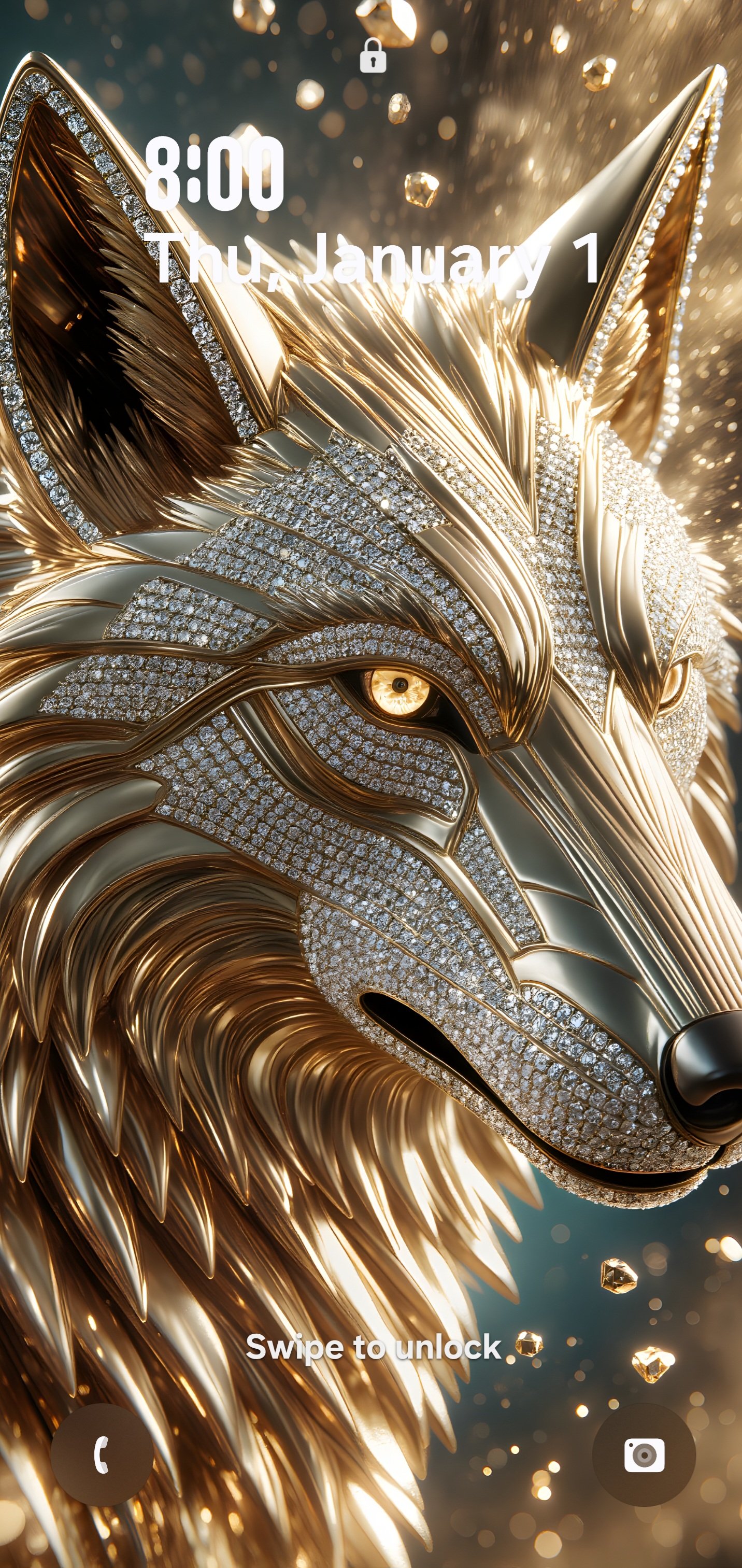 Diamond Alpha Wolf – Elite 8K Golden Power Wallpaper - Payhip