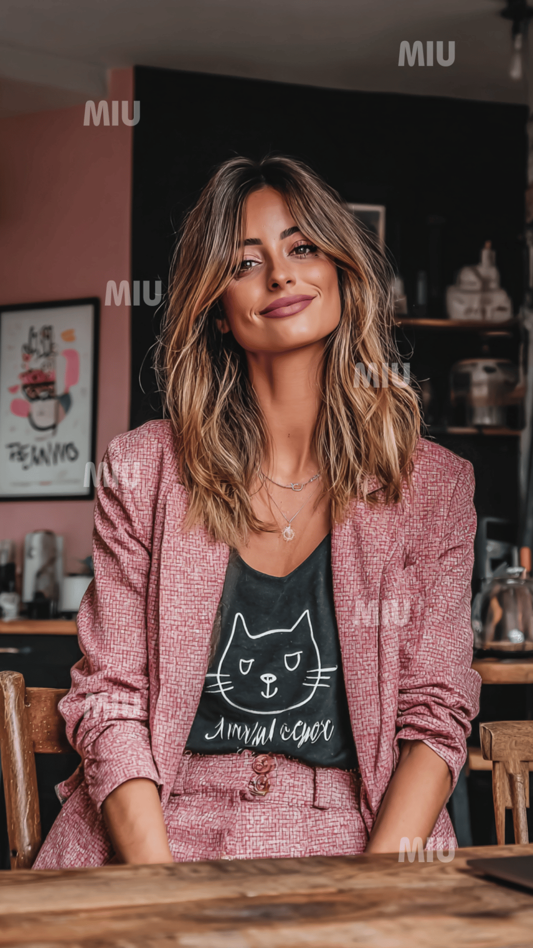 Entrepreneuse moderne assise à une table avec ordinateur portable et tasse de café