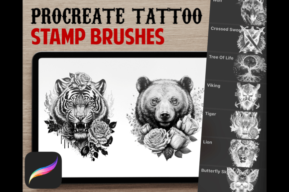 Tattoo Stamps Procreate Brush Set