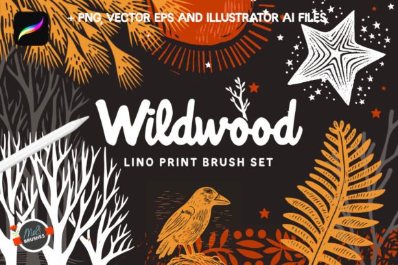 Procreate Lino print brush set