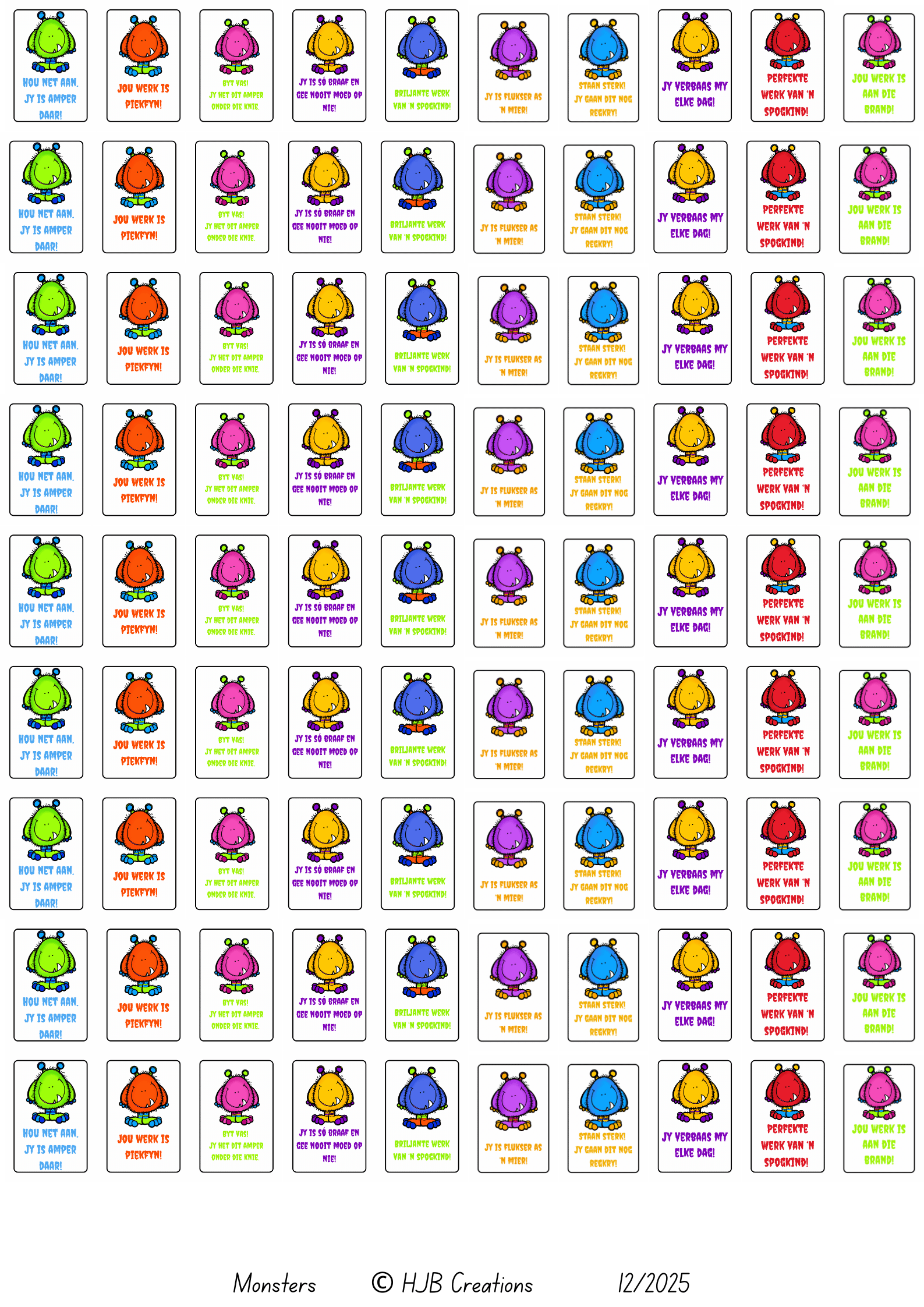 Plesier Sticker Afrikaanse Monstertjies “reward stickers” - Payhip