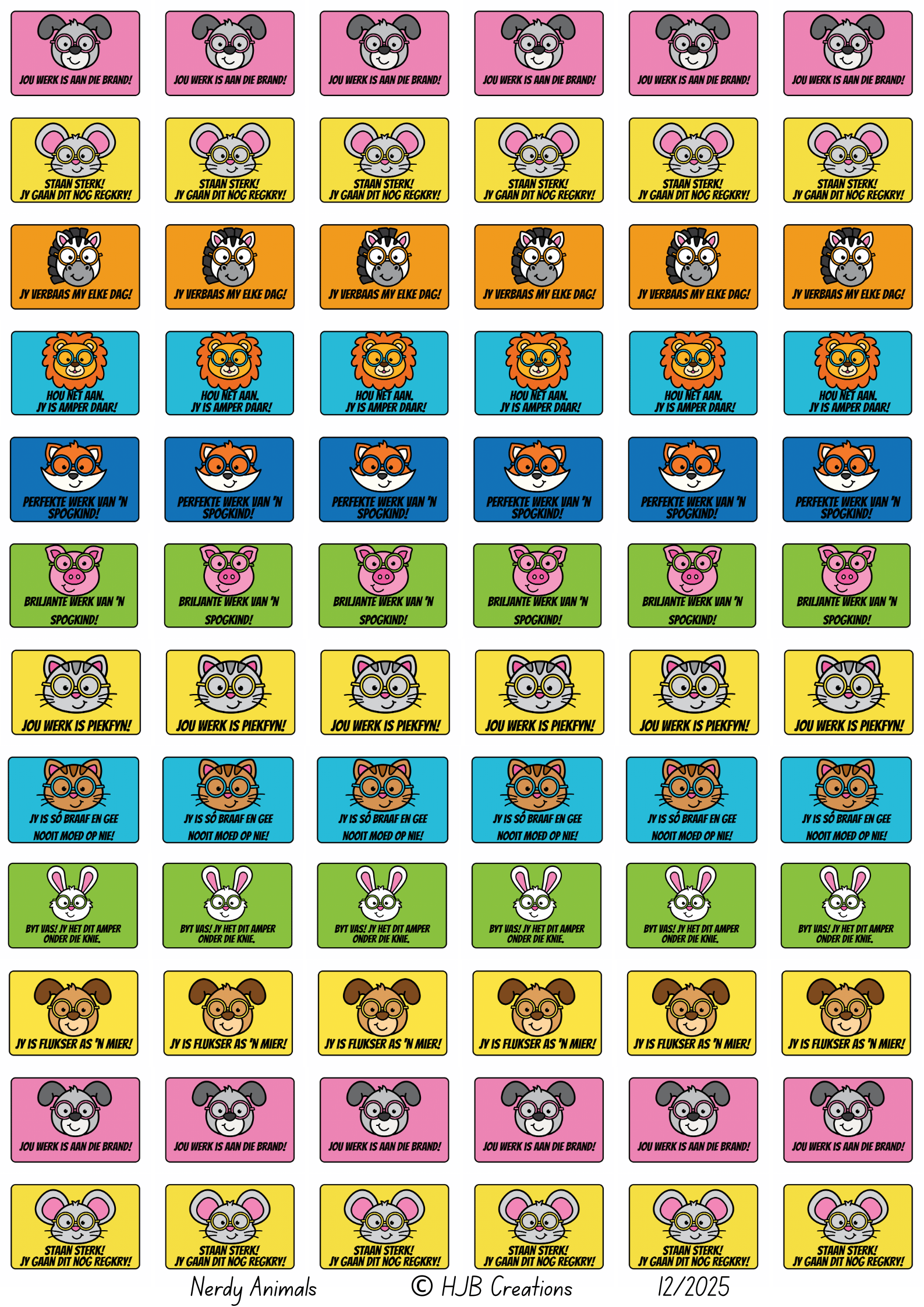 Plesier Sticker Afrikaanse Diere “reward stickers” - Payhip