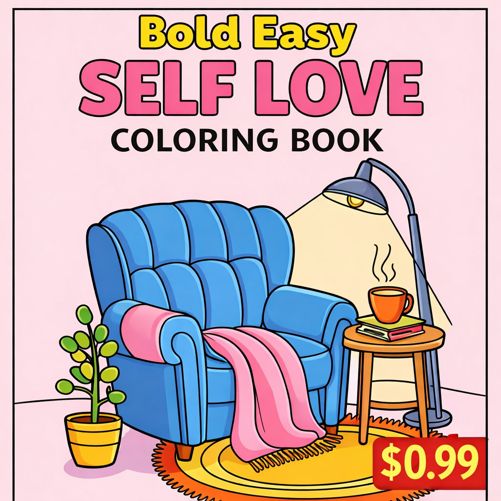 Bold & Easy Self Love Coloring Book | Minimalist Stress Relief Pages ...