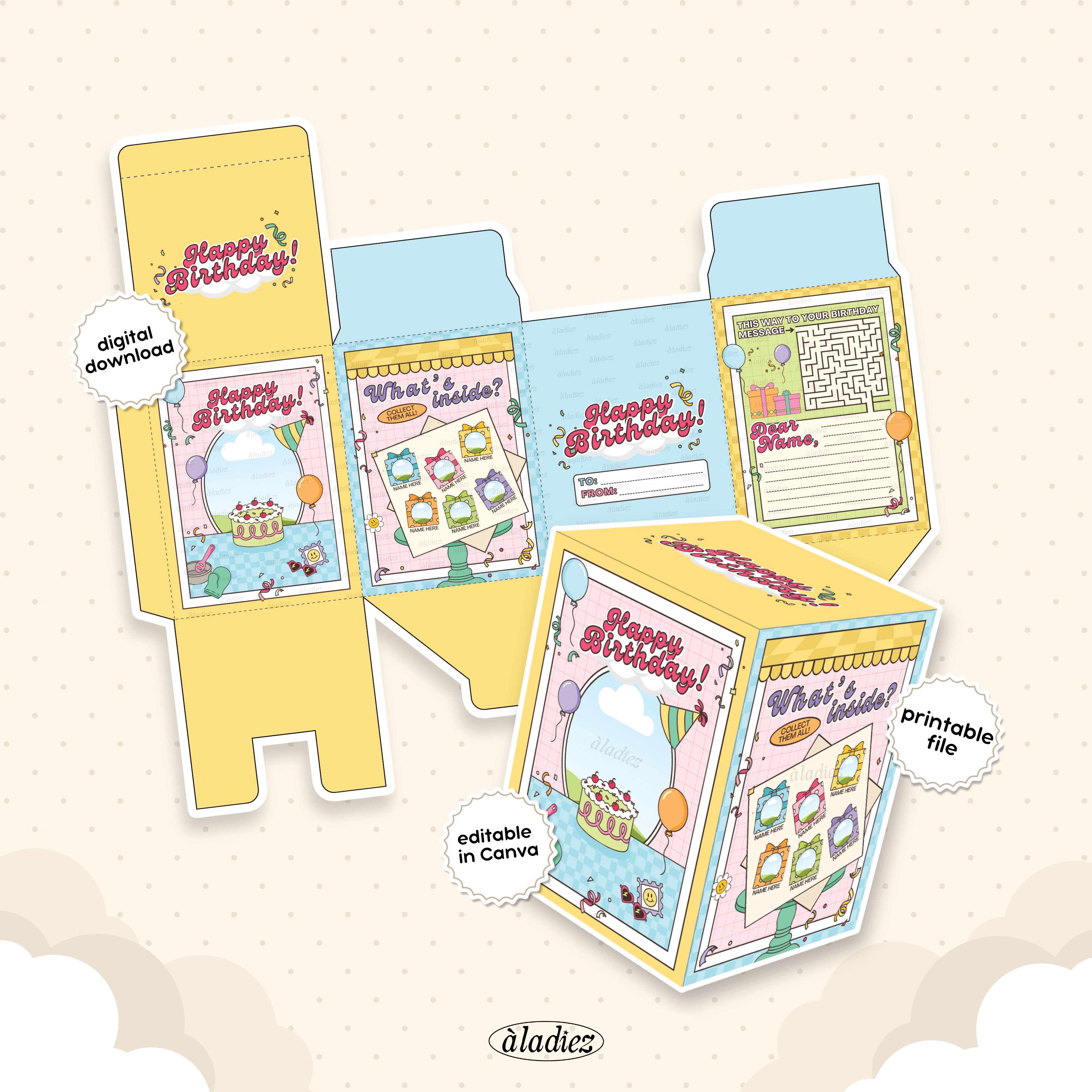Birthday Blind Box Template I Digital & Printable I Editable in Canva ...