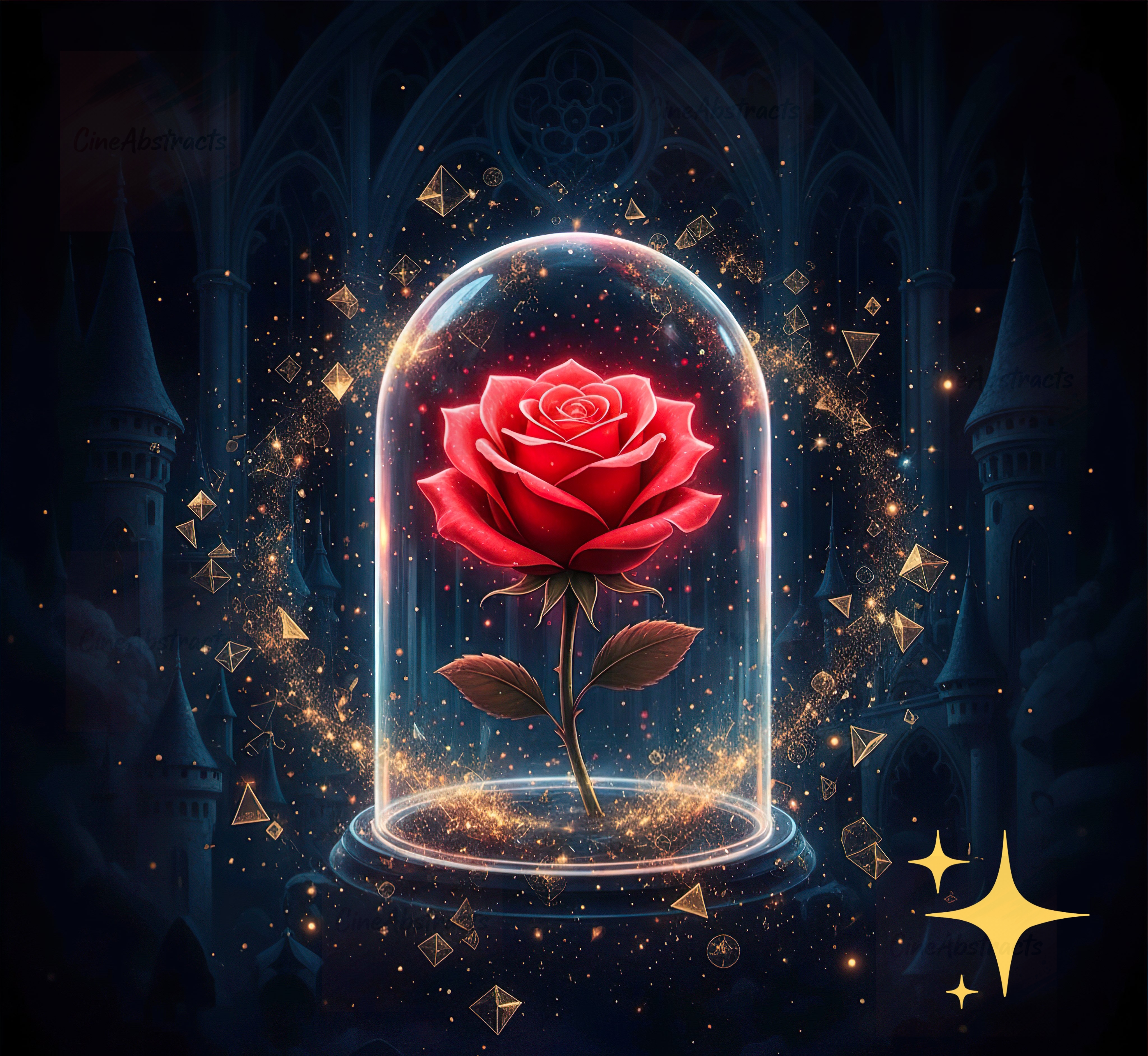 Beauty and the Beast | Enchanted Rose Glow Art Print | Romantic ...