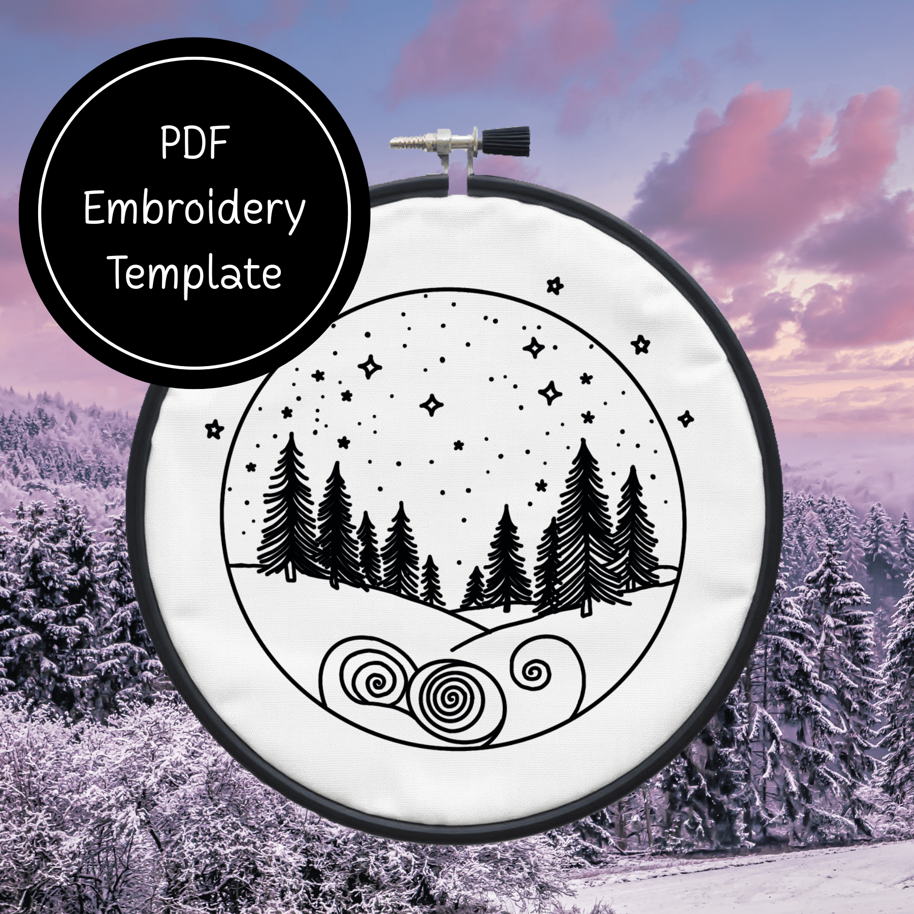 Winter Pine Trees Hand Embroidery Template - Instant Download - Payhip