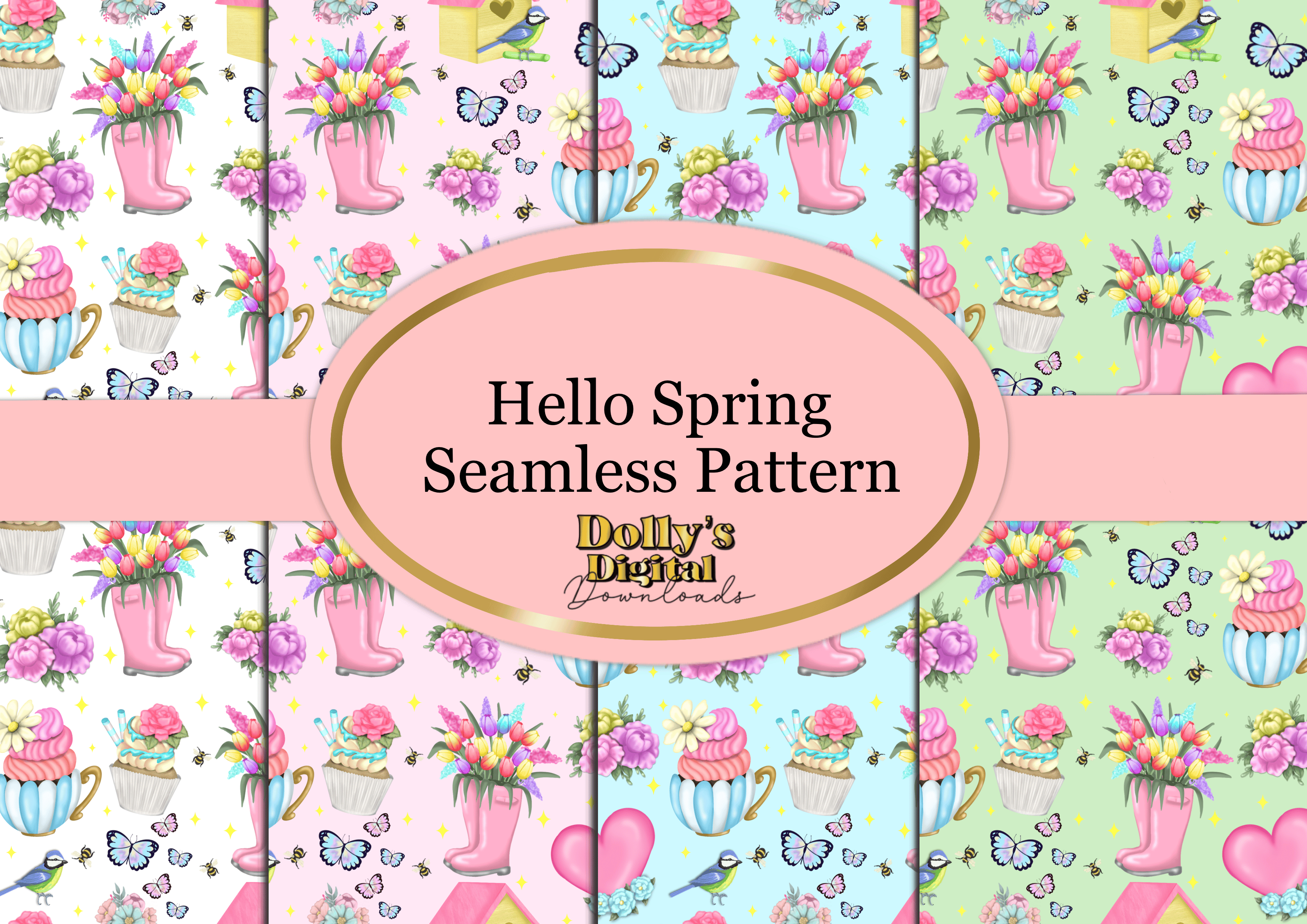 Hello Spring Seamless Patterns - Payhip