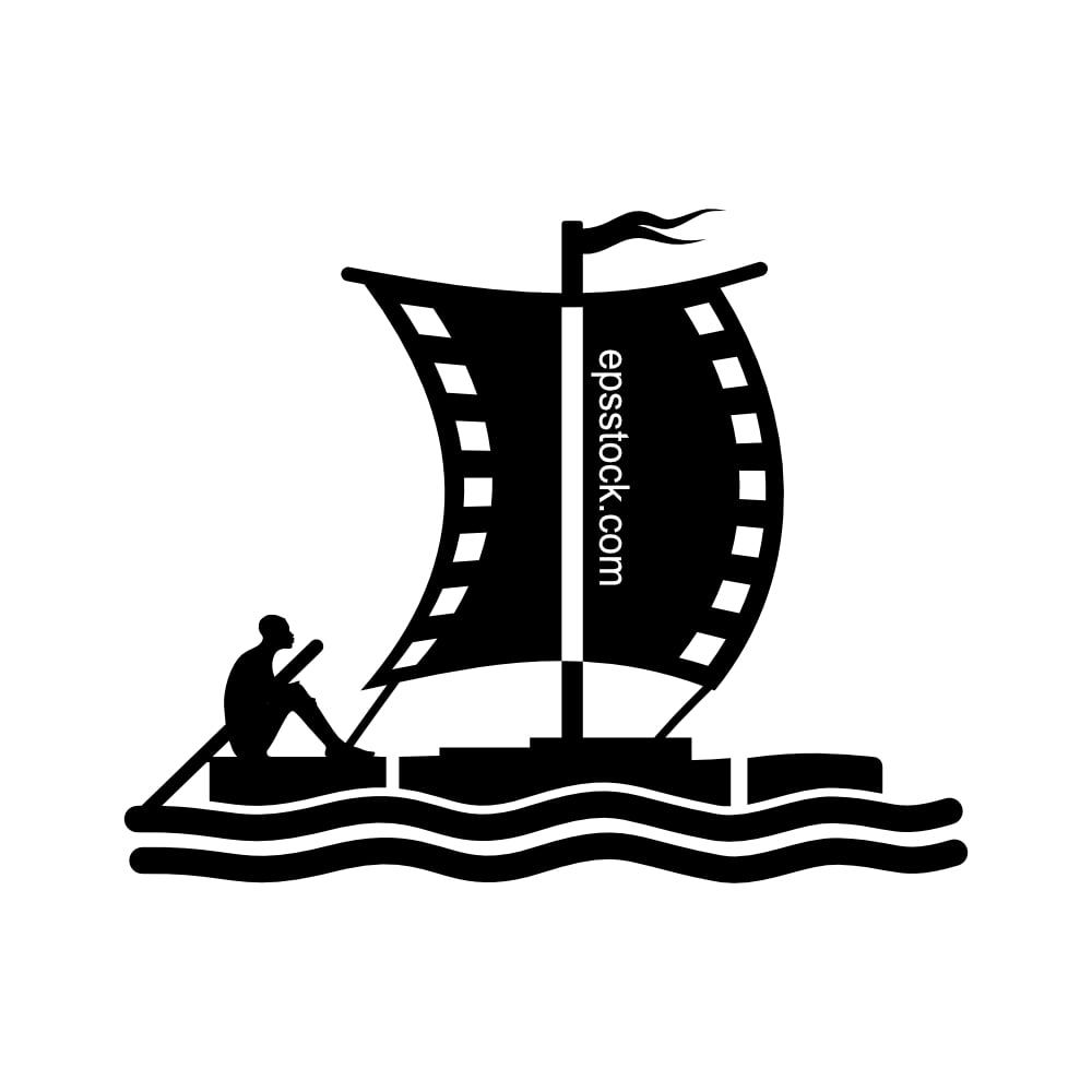 raft with a film sail