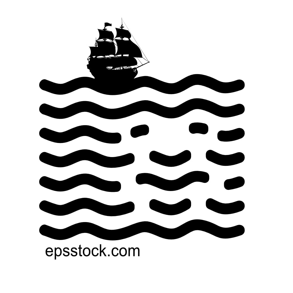 ship in in waves lion face