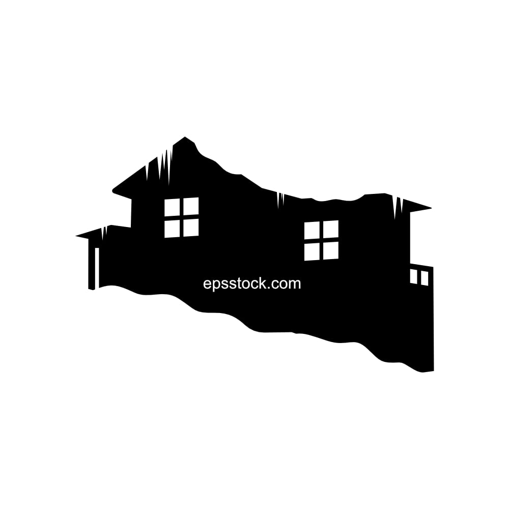 House symbol in the snow in winter