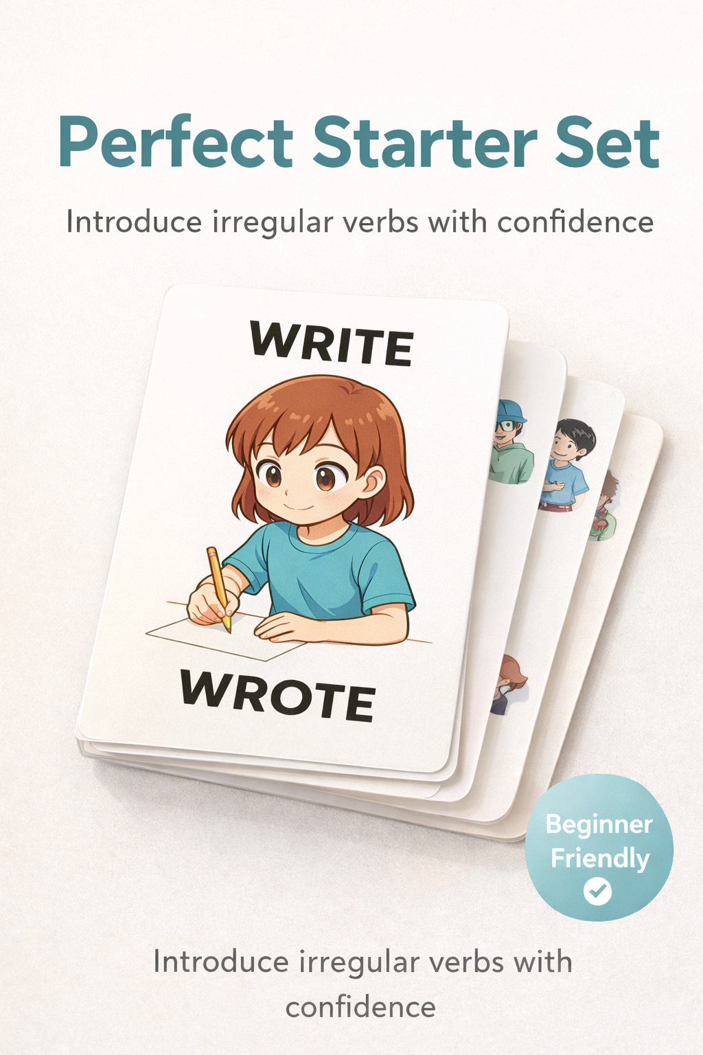 Irregular Verbs Made Easy – Anime Flashcards for Kids (Ages 6–8)