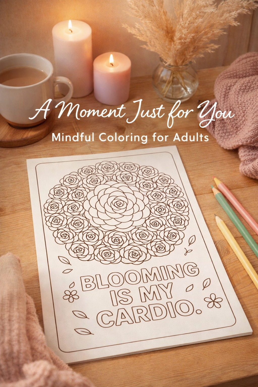 Bloom & Reflect – Adult Floral Coloring Sheets for Stress Relief (20 Printable Pages with Inspiring Quotes)