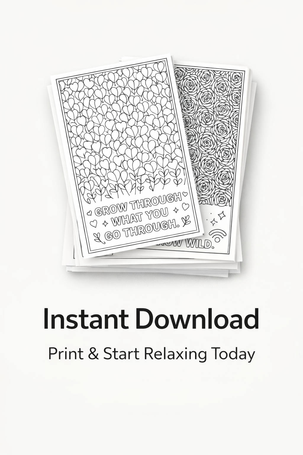 Bloom & Reflect – Adult Floral Coloring Sheets for Stress Relief (20 Printable Pages with Inspiring Quotes)