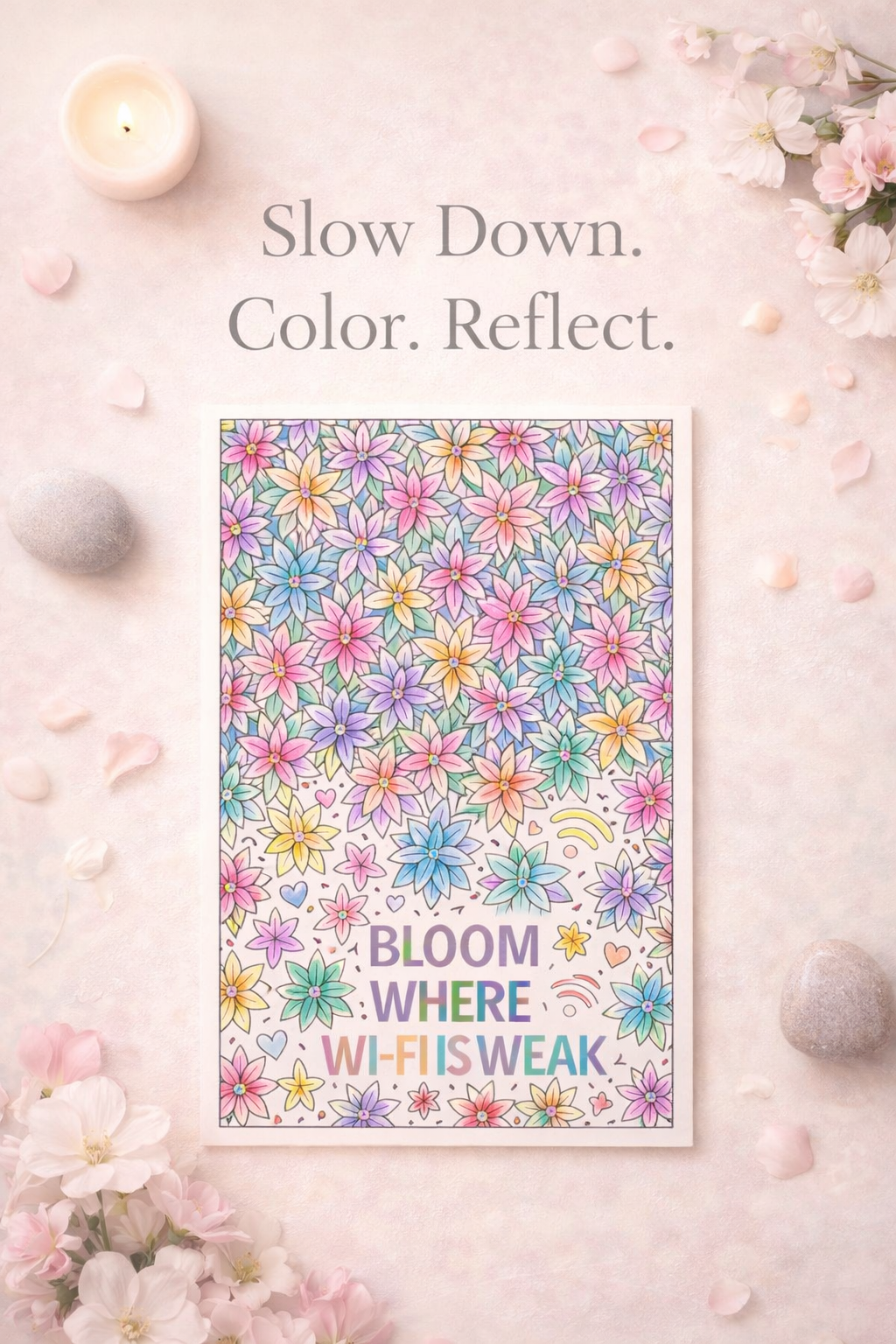 Bloom & Reflect – Adult Floral Coloring Sheets for Stress Relief (20 Printable Pages with Inspiring Quotes)