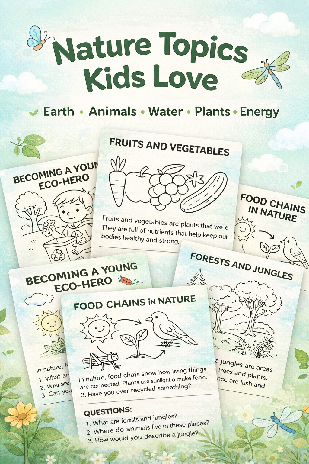 Nature Reading & Coloring Pack for Kids (Ages 4–8)