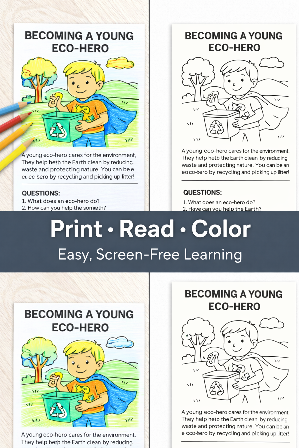 Nature Reading & Coloring Pack for Kids (Ages 4–8)