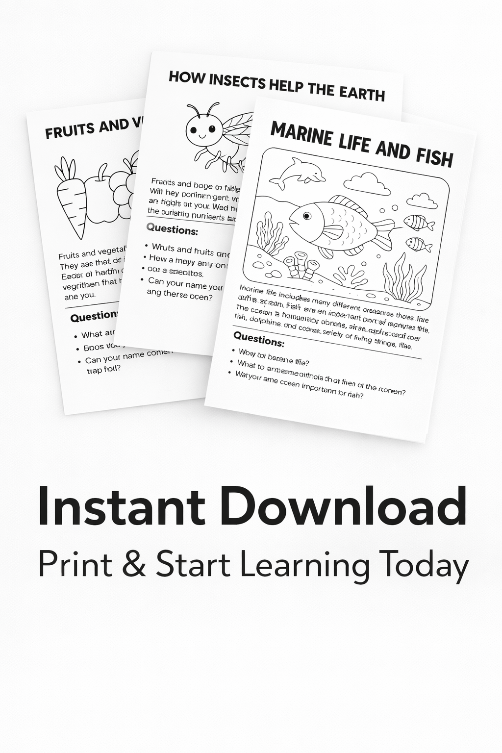 Nature Reading & Coloring Pack for Kids (Ages 4–8)