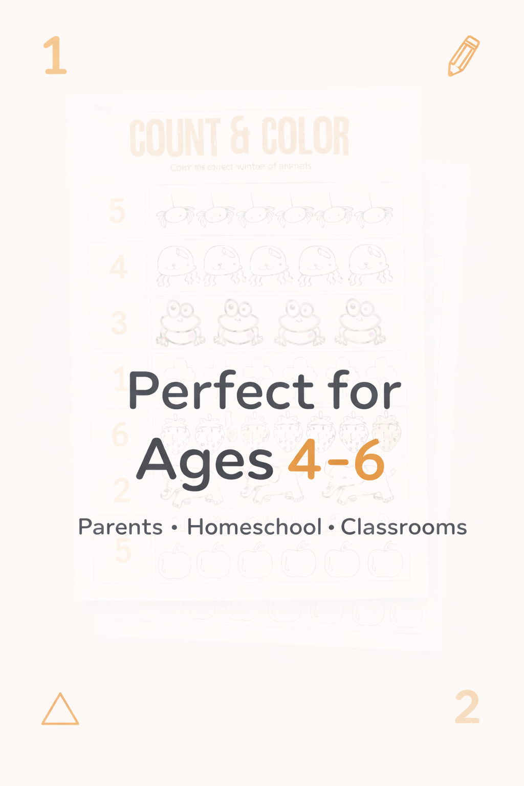 Quick Count & Color Worksheets - 5 No-Prep Math Activities for Ages 4–6
