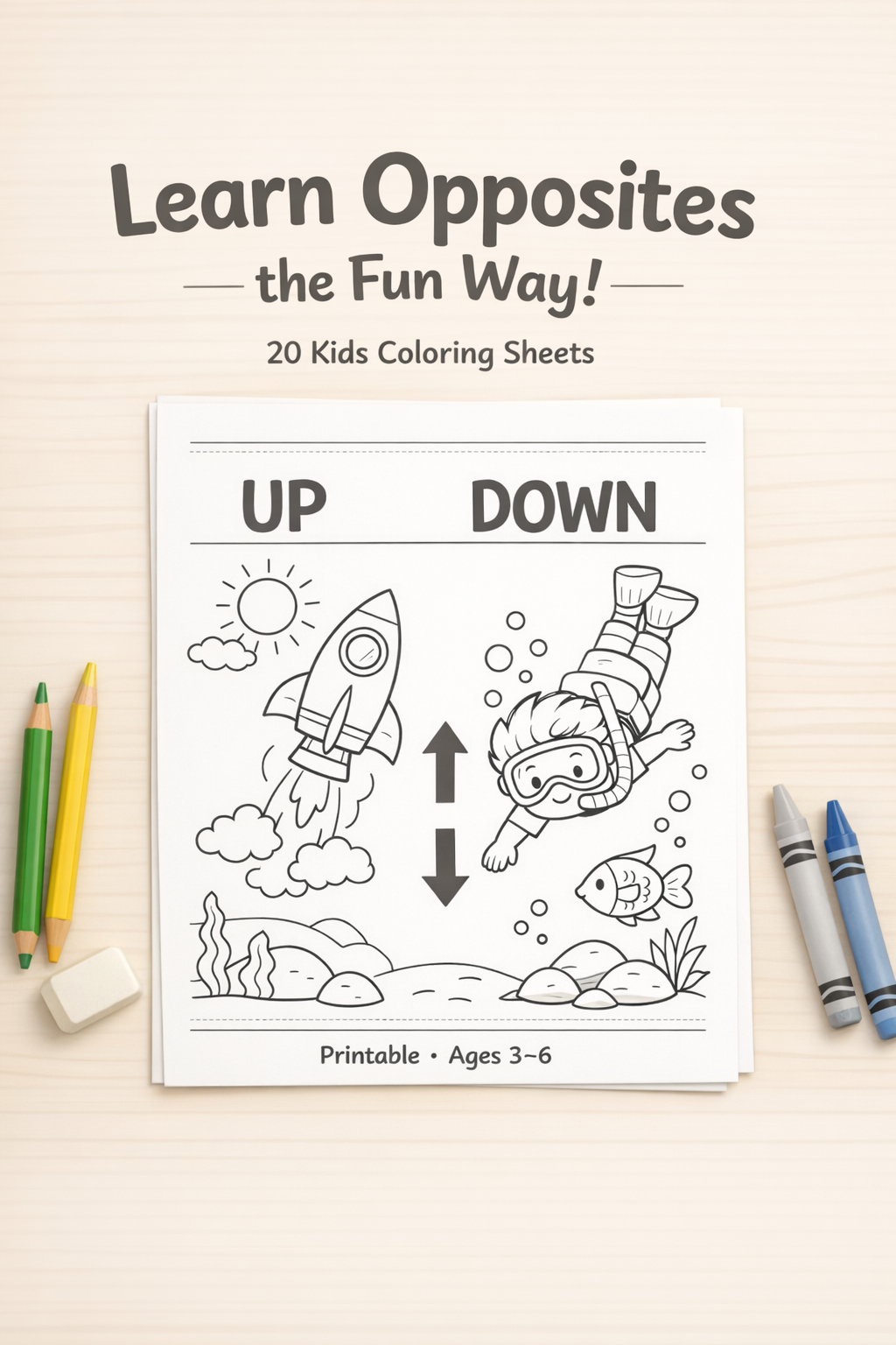 Opposites Made Easy! 20 Printable Coloring Worksheets for Ages 3–6