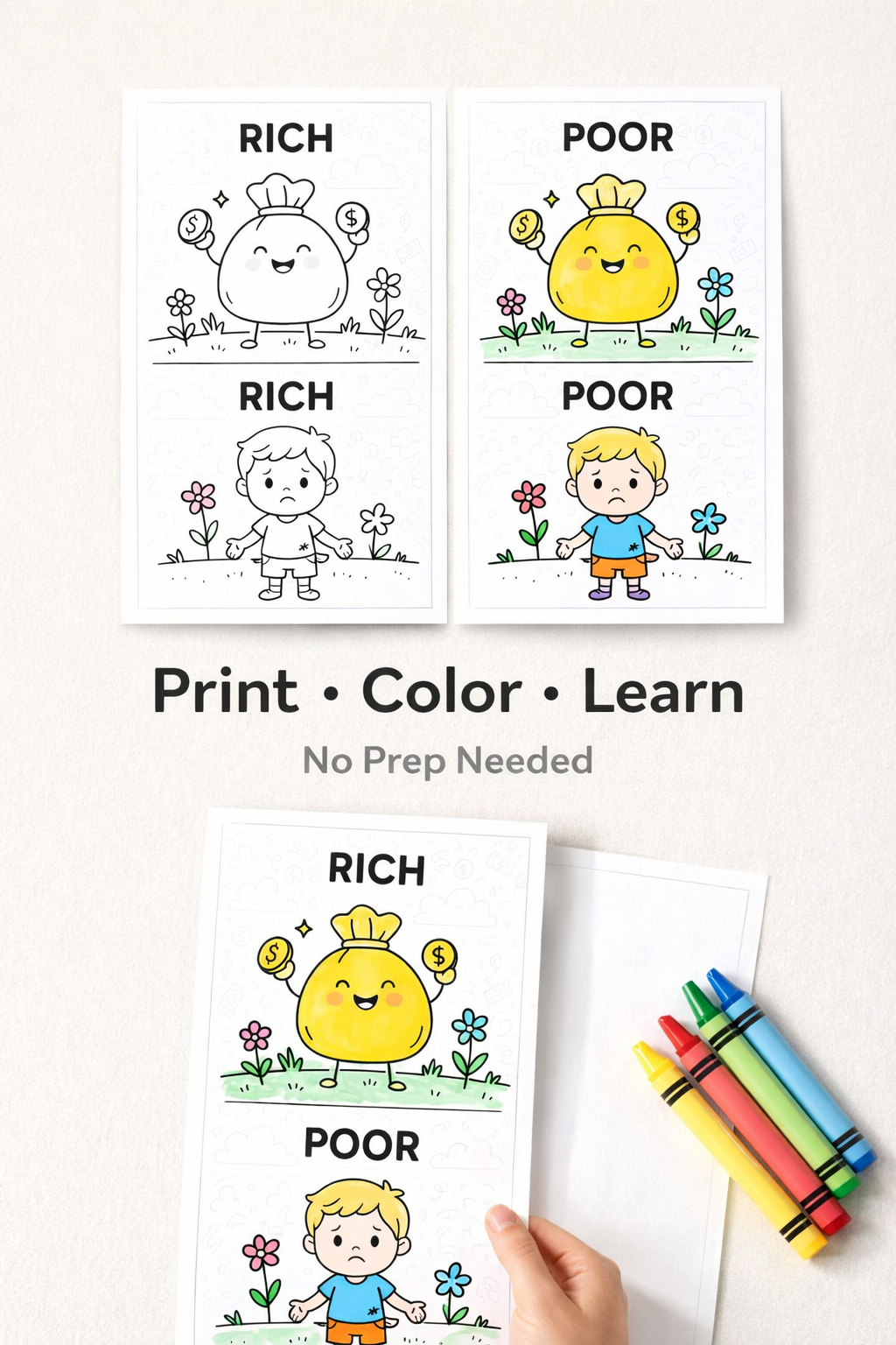 Opposites Made Easy! 20 Printable Coloring Worksheets for Ages 3–6