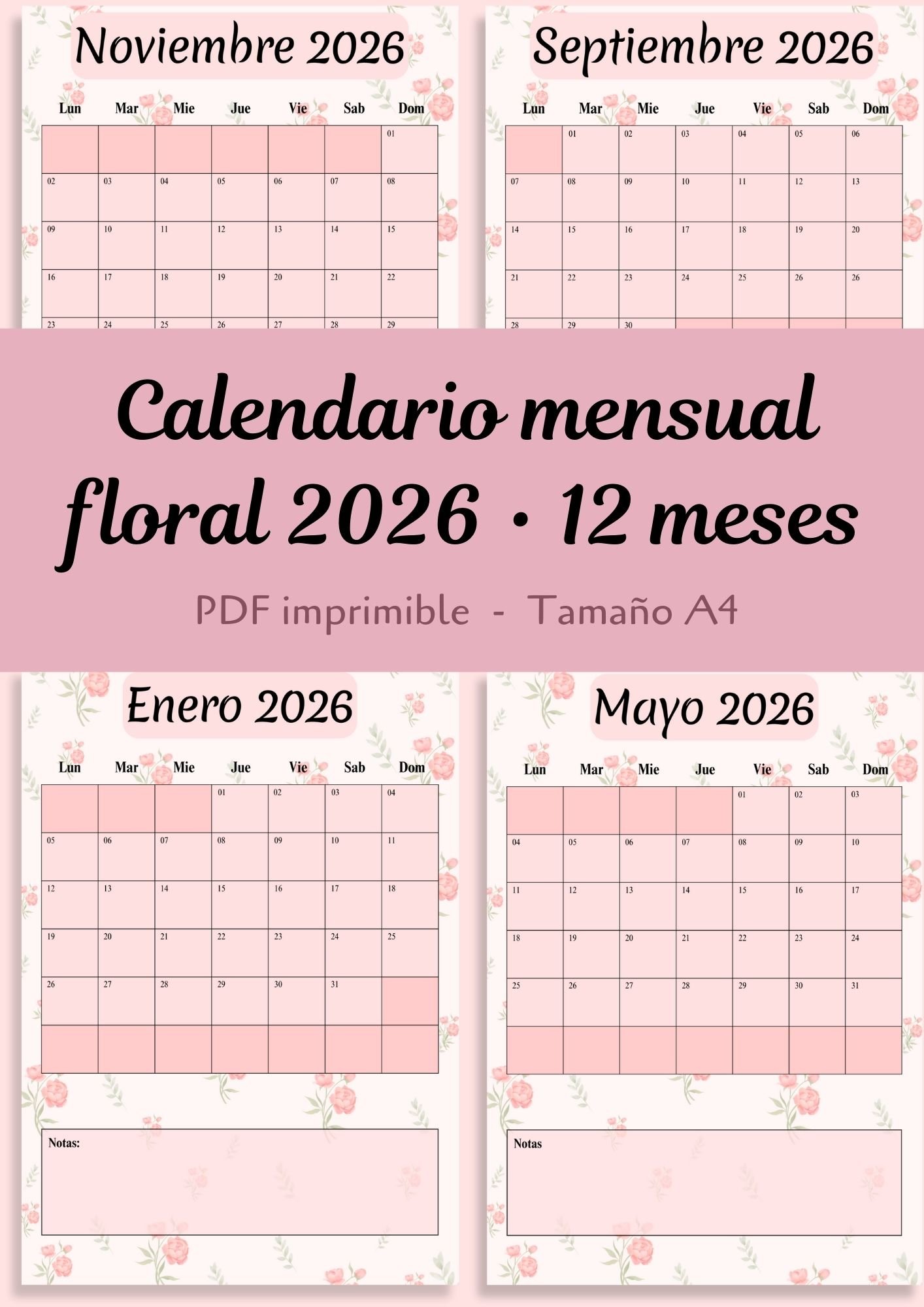 Calendario Mensual | Enero 2026 - Payhip