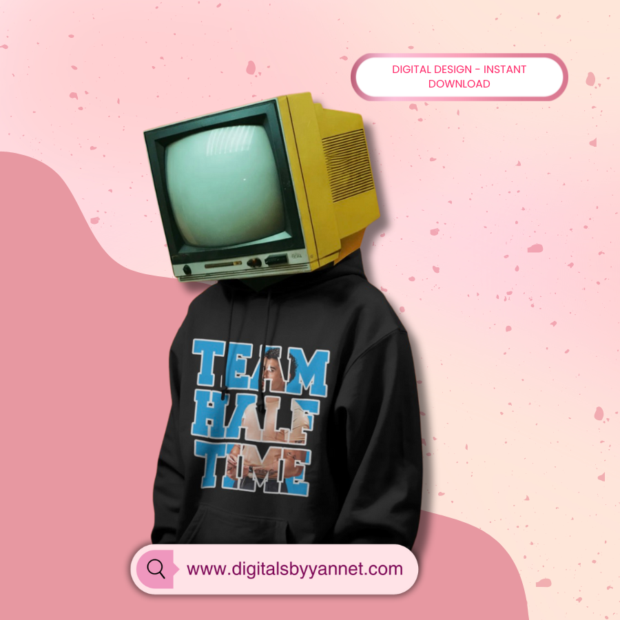 Black t-shirt featuring Team Halftime graphic for football and halftime show fans