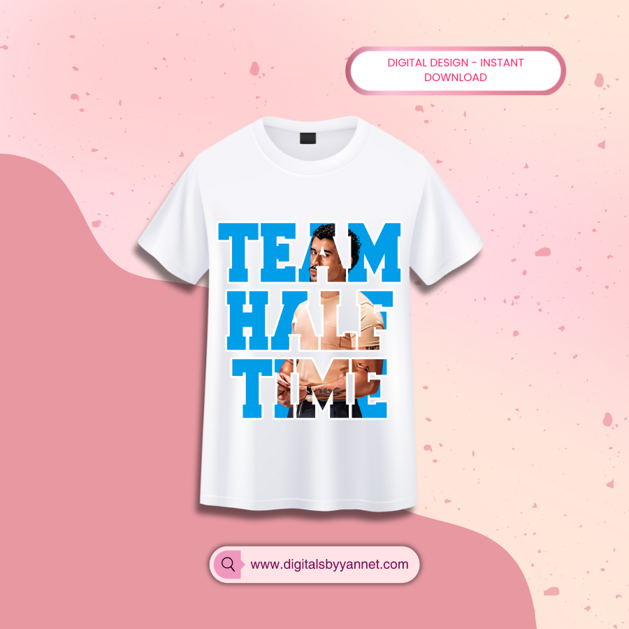 Bold Team Halftime t-shirt design perfect for Super Bowl watch party outfits
