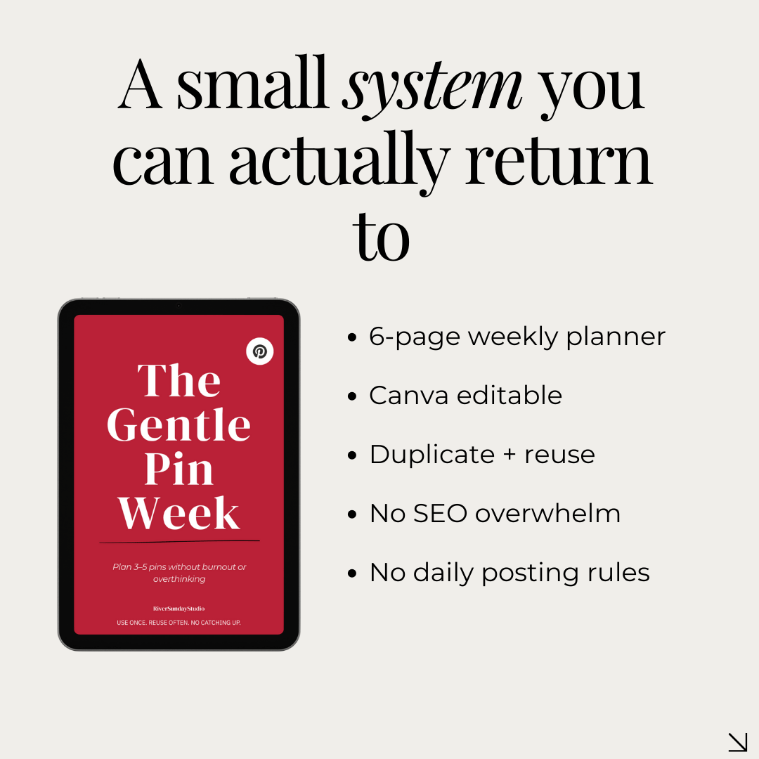Minimal weekly Pinterest planning system with Canva-editable pages for gentle consistency