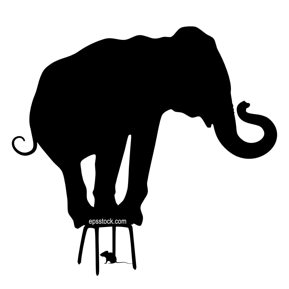 An elephant scared by a mouse