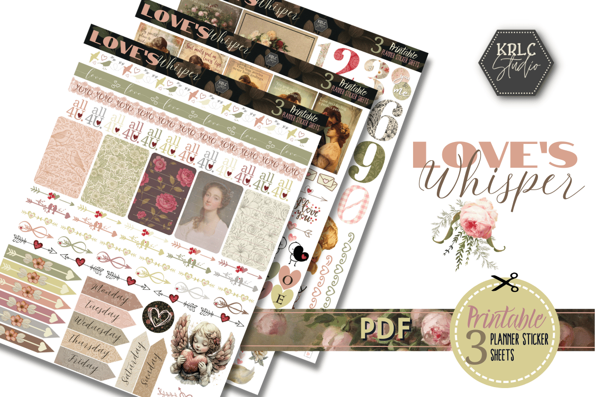Loves Whisper Printable Planner Sticker Sheet - Cover - KRLC Studio