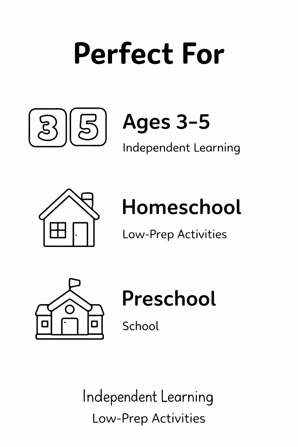 Preschool Busy Binder Printable - 24 Learning Activities for Ages 3–5 (Black & White PDF)