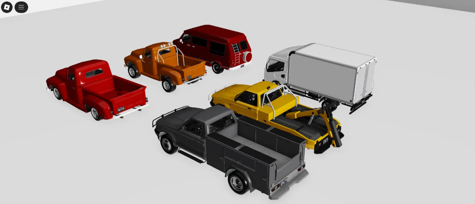 Off-road trucks in open countryside terrain Roblox