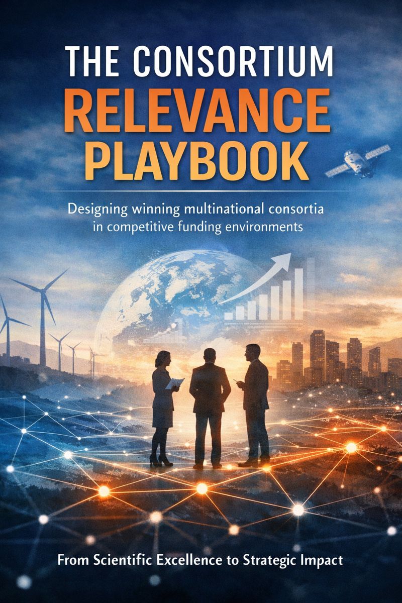 Cover of The Consortium Relevance Playbook, a strategic guide to designing relevance and timing in multinational research consortia