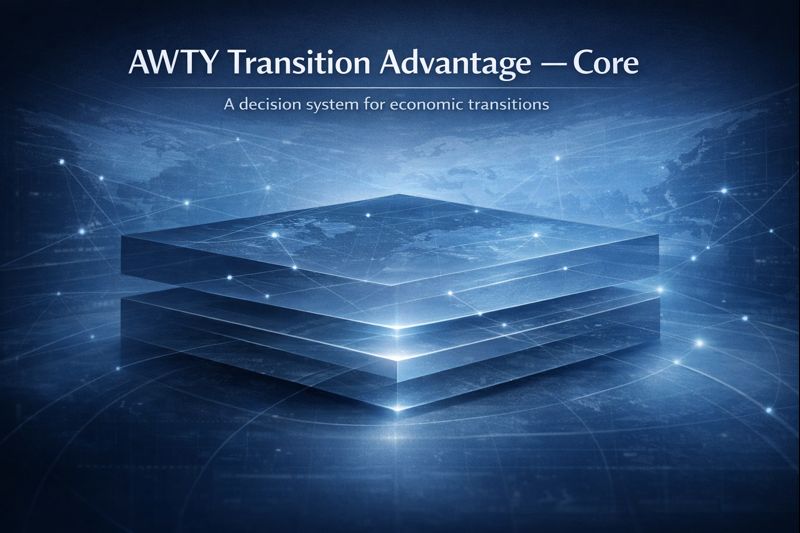 AWTY Transition Advantage Core – decision-grade framework for economic transitions.