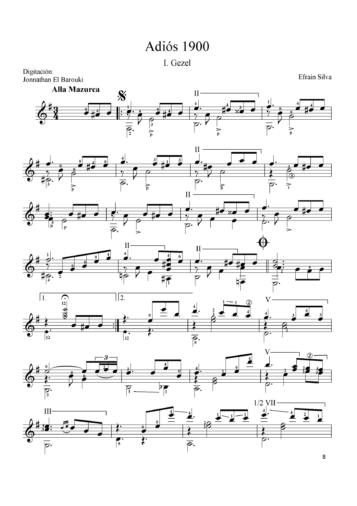 Gezel, Alla Mazurca, Mazurka, Mazurca, Romantic Guitar, Love Song, Dedication, Adiós 1900, Efraín Silva, Salon Music.